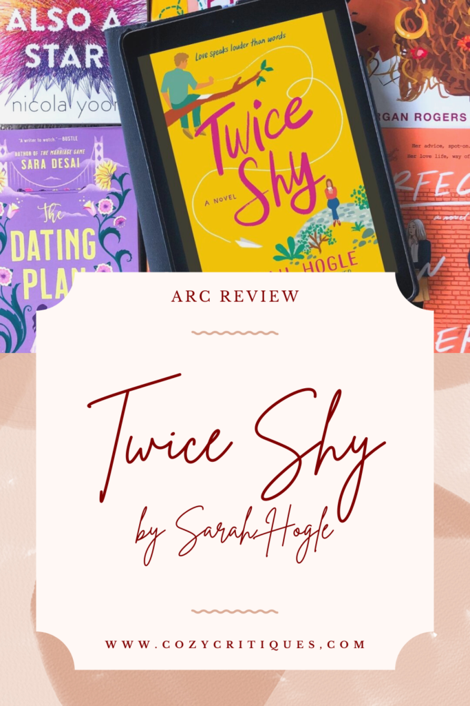 Pinterest image with the text: ARC Review Twice Shy by Farah Hogle ww.CozyCritiques.com